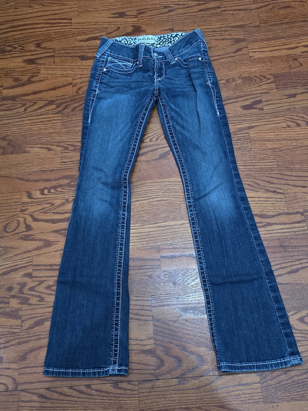 Ariat REAL Denim Womens Bootcut Jeans Size 27 R Medium Wash Thick Stitch Western